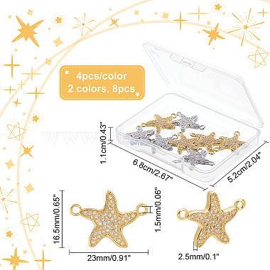 CHGCRAFT 8Pcs 2 Colors Brass Micro Pave Clear Cubic Zirconia Links Connectors(KK-CA0003-08)-2