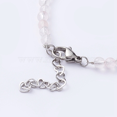 Naturel rose de bracelets de perles de quartz(BJEW-JB05055-03)-3
