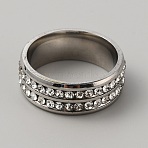 Rhinestone Finger Ring, 201 Stainless Steel Ring for Women, Stainless Steel Color, Inner Diameter: 18mm(RJEW-WH0012-20P)