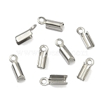Tarnish Resistant 304 Stainless Steel Folding Crimp Ends, Fold Over Crimp Cord Ends, Stainless Steel Color, 8x2.5x2mm, Hole: 1mm(X-STAS-R063-28)