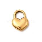 304 Stainless Steel Pendants, Ion Plating(IP), Heart Padlock Charm, Real 18K Gold Plated, 19x14.5x4.5mm, Hole: 7x7mm(X1-STAS-Z157-14G)