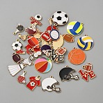 Sports Series Alloy Enamel Pendants, Light Gold, Mixed Shapes, 13.5~38.5x11~28x1.5~4.5mm, Hole: 1.6~2.5mm, 32pcs/set(ENAM-WH0073-13)