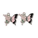 Alloy Enamel Pendants, Butterfly, Platinum, 19.5x22x1.5mm, Hole: 1.8mm(X1-FIND-H051-01B-P)