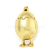 Rack Plating Brass Pendants, Cadmium Free & Lead Free, Egg, Real 18K Gold Plated, 32x18x17mm, Hole: 4x3.2mm(KK-Z053-24G)