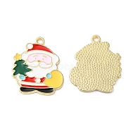Christmas Alloy Enamel Pendants, Golden, Santa Claus, 20x17x1mm, Hole: 1.5mm(ENAM-D050-13I-01G)