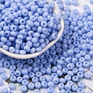 Baking Paint Glass Seed Beads, Round Hole, Rondelle, Grade A, Medium Slate Blue, 5.5x3.5mm, Hole: 1.6mm, about 2500pcs/pound(SEED-C003-02B)