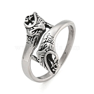 304 Stainless Steel Ring, Open Rings, Dragon, Antique Silver, Inner Diameter: 19mm(RJEW-B055-07AS)