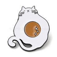 Cat Fried Egg Enamel Pins, Alloy Brooch for Backpack Clothes, Electrophoresis Black, 30x27x1.5mm(JEWB-H013-04EB-05)