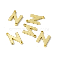 Rack Plating Brass Connector Charms, Real 18K Gold Plated, Long-Lasting Plated, Cadmium Free & Nickel Free & Lead Free, Letter Links, Letter.N, 14x9x1.5mm, Hole: 1mm(KK-C007-38G-N)
