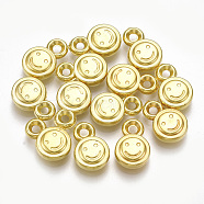CCB Plastic Charms, Flat Round with Smiling Face, Golden, 13x8.5x3.5mm, Hole: 1.8mm, about 2000pcs/500g(CCB-S160-273)