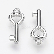 CCB Plastic Pendants, Heart Key, Platinum, 22x9x3mm, Hole: 1.5mm(CCB-J035-070P)