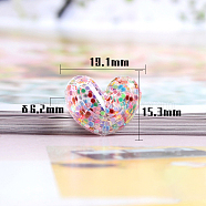 Transparent Resin Cabochons, Heart with Laser Sequins, Colorful, 15.3x19.1x6.2mm(HEAR-PW0002-015)