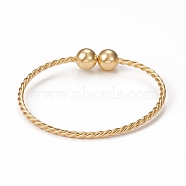 Classic Rack Plating Brass Bead Bangles, Long-Lasting Plated Twist Bangles for Women Men, Cadmium Free & Lead Free, Real 18K Gold Plated, Inner Diameter: 2-3/8 inch(6cm)(BJEW-E071-11G)