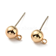 Brass Stud Earring Findings, with 925 Silver Pin, Long-Lasting Plated, Cadmium Free & Lead Free, Real 14K Gold Plated, 7x5mm, Hole: 1.2mm, Pin: 0.6mm(FIND-R144-13C-G14)
