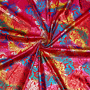 Phoenix Flower Pattern Bronzing Polyester Fabric, for DIY Crafting and Clothing, Red, 158x0.01cm(DIY-WH0032-98B)