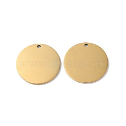 304 Stainless Steel Pendants, Stamping Blank Tag, Flat Round Charm, Real 18K Gold Plated, 25x1.3mm, Hole: 1.8mm(STAS-Q308-09T-G)