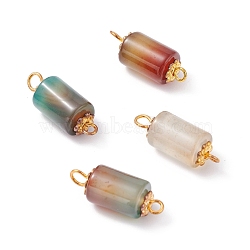 Natural Peacock Agate Link Connectors, with Alloy Daisy Spacer Beads and Iron Eye Pin, Golden, Column, 20~21x8mm, Hole: 1.8~2.6mm(PALLOY-JF01083-03)