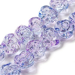 Glass Beads Strands, Rose, Lilac, 12~12.5x14x8~8.5mm, Hole: 1.2mm, about 57~60pcs/strand, 13.19~13.58''(33.5~34.5cm)(GLAA-B018-02A)