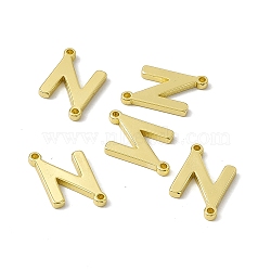 Rack Plating Brass Letter Connector Charms, for Personalized Name Necklace Making, Real 18K Gold Plated, Long-Lasting Plated, Cadmium Free & Nickel Free & Lead Free, Letter.N, 14x9x1.5mm, Hole: 1mm(KK-C007-38G-N)