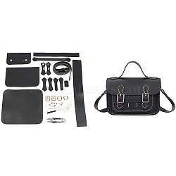 DIY Knitting Crochet Bag Making Kit, Including PU Leather Bag Accessories, Alloy Clasps, Iron Needles, Waxed Cord, Screwdriver & Scissor, Black, 5x18x12cm(PURS-PW0001-579A)