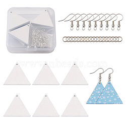 DIY Dangle Earring Making Kits, with Triangle Spray Painted Wood Pendants and Brass Earring Hooks, Platinum, Pendants: 30x35x2.5mm, Hole: 1.6mm, 20pcs/box(DIY-TA0008-22P)