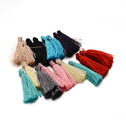 Polyester Thread Tassels Pendant Decorations, Mixed Color, 28~35x4mm(NWIR-H112-01M)