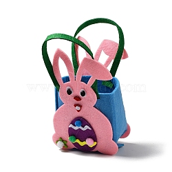 Non-woven Fabrics Easter Rabbit Candy Bag, with Handles, Gift Bag Party Favors for Kids Boys Girls, Pink, 19.5x12x6.3cm(ABAG-P010-A02)