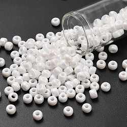 TOHO 3/0 Round Beads, Japanese Seed Beads, (401) Opaque AB White, 5.5mm, Hole: 1.9mm, about 60pcs/10g(X-SEED-TR03-0401)