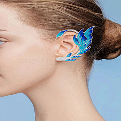2Pcs 2 Styles Alloy Cuff Earrings, Goldfish, Silver, 70x53mm, 1pc/style(EJEW-LP0012-25)