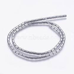 Electroplate Non-magnetic Synthetic Hematite Bead Strands, Smooth Surface, Column, Platinum Plated, 4x2mm, Hole: 1mm, about 80~83pcs/strand, 15.7 inch~15.9 inch(G-K237-14C)