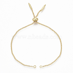 Adjustable Brass Slider Bracelets Making, Bolo Bracelets, Nickel Free, Real 18K Gold Plated, 4-41/64 inch(11.8cm), 1.5mm, Hole: 1.4mm(X-KK-T059-01G-NF)