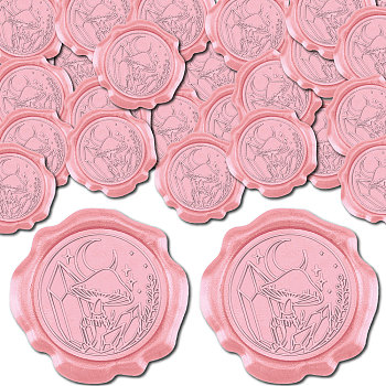 50Pcs Adhesive Wax Seal Stickers, Envelope Seal Decoration, For Craft Scrapbook DIY Gift, Hot Pink, Mushroom, 30mm