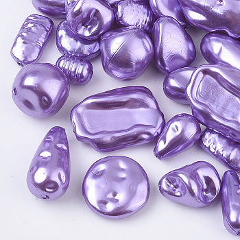 ABS Plastic Imitation Pearl Beads, Mixed Shape, Medium Orchid, 10~27x7~18x5~15mm, Hole: 1.2~1.8mm