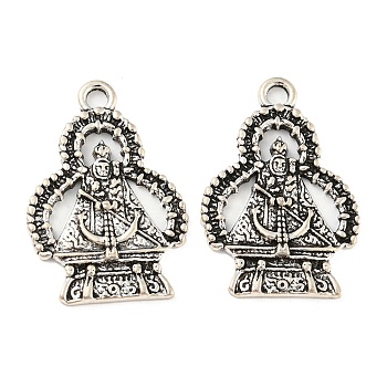 Tibetan Style Alloy Pendants, Cadmium Free & Lead Free, Buddhist Statues, Antique Silver, 29.5x20.5x2mm, Hole: 2.5mm, about 332pcs/1000g.