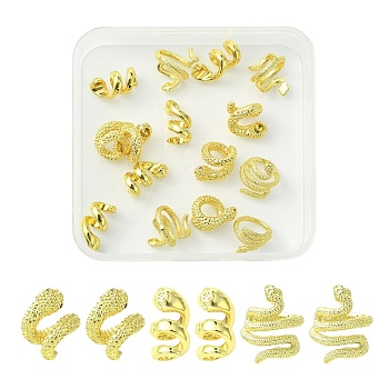 15Pcs 3 Styles Brass Spacer Beads, Long-Lasting Plated, Rack Plating, Lead Free & Cadmium Free, Snake, Real 18K Gold Plated, 7.5~15x9~13mm, Inner Diameter: 4~9.5mm, 5pcs/style