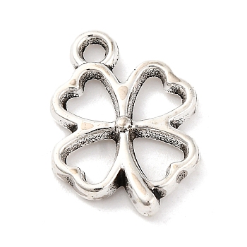 Tibetan Style Alloy Pendants, Clover Charms, Antique Silver, 19.5x15x2.5mm, Hole: 1.8mm