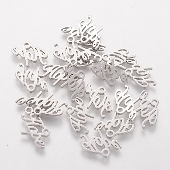 201 Stainless Steel Charms, Inspirational Message Charms, Word Hope, Stainless Steel Color, 9x14x1mm, Hole: 1.5mm
