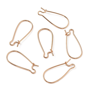 Brass Hoop Earring Findings, Real 18K Gold Plated, 25x11.5x3.5mm, Pin: 0.7mm