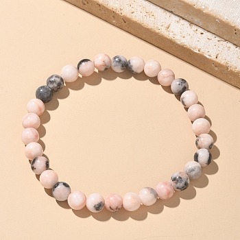 Natural Zebra Jasper Bead Stretch Bracelets, Round, 2 inch~2-3/8 inch(5~6cm), Bead: 5.8~6.8mm