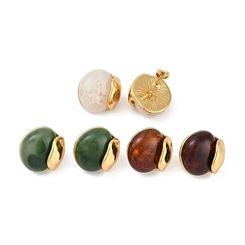 Ion Plating(IP) 304 Stainless Steel Oval Stud Earrings, with Resin, Real 18K Gold Plated, Colorful, 22x21mm