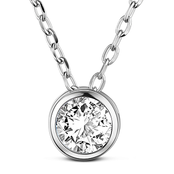 TINYSAND Rhodium Plated 925 Sterling Silver Rhinestone Pendant Necklace, Crystal, 18.5 inch