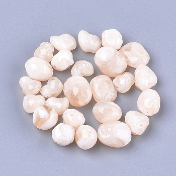 Acrylic Beads, Imitation Gemstone Style, Nuggets, PeachPuff, 10~18x9~13x7~11mm, Hole: 1.5mm