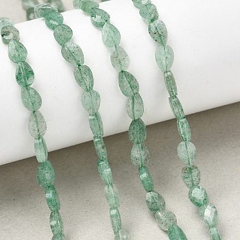 Natural Green Strawberry Quartz Beads Strands, Teardrop, Faceted, 6x4x2.5mm, Hole: 0.6mm, about 62~68pcs/strand, 15.16~15.55''(38.5~39.5cm)