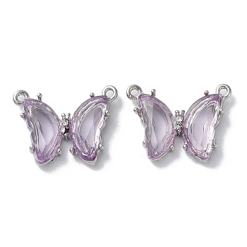 Alloy Resin Pendants, Lead Free & Cadmium Free, Butterfly Charms, Plum, Platinum, 12x22x5mm, Hole: 1.2mm
