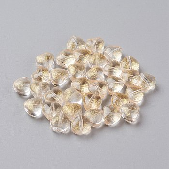 Electroplate Glass Beads, Heart, Champagne Yellow, 5.5x6x3.7mm, Hole: 0.8mm