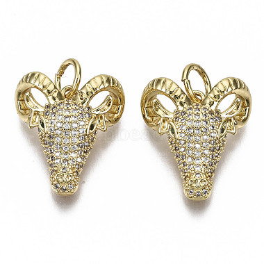 Real 16K Gold Plated Clear Sheep Brass+Cubic Zirconia Pendants