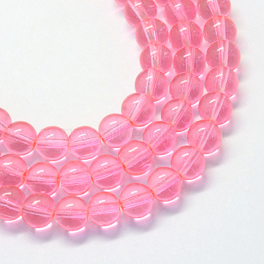9mm Pink Round Glass Beads