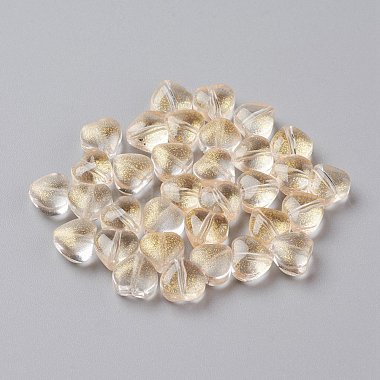 6mm ChampagneYellow Heart Glass Beads