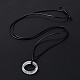 Ожерелье-подвеска с кольцом из натурального кварца и вощеными шнурами(NJEW-R262-01A-05)-3