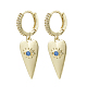 Brass Micro Pave Clear Cubic Zirconia Dangle Huggie Hoop Earrings(KK-R137-013-NF)-1